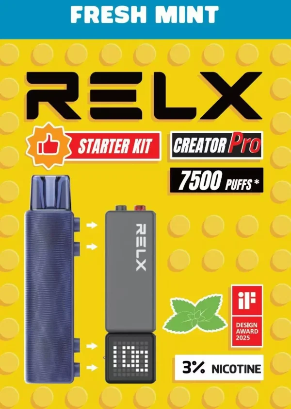 RELX 悅刻 Creator積木 7000口拋棄式電子煙套裝｜主機＋煙彈入門組 6ml儲油倉 3%尼古丁鹽 綿密霧化口感 台灣現貨